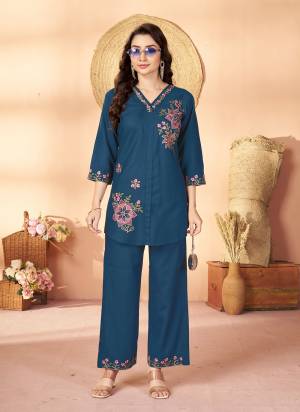 Garb These Beautiful Party Wear Designer Readymade Co Ord Dress.These Top And Bottom Are Rayon Fabricated.Its Beautified With Designer Multy Thread Embroidery Work.