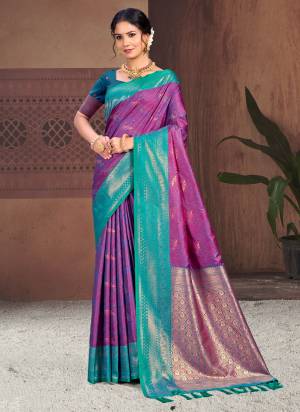 Garb These Fastive And Party Wear Saree in Fine Colored.These Saree And Blouse is Fabricated On Soft Silk.Its Beautified With Woven Jacquard Designer.