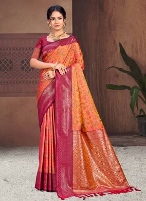 Garb These Fastive And Party Wear Saree in Fine Colored.These Saree And Blouse is Fabricated On Soft Silk.Its Beautified With Woven Jacquard Designer.