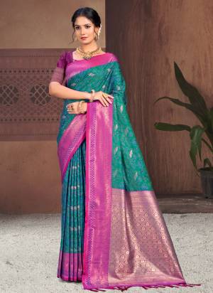 Garb These Fastive And Party Wear Saree in Fine Colored.These Saree And Blouse is Fabricated On Soft Silk.Its Beautified With Woven Jacquard Designer.