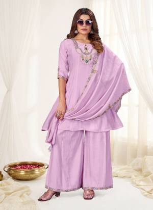 Looking These Beautiful Party Wear Designer Readymade Plazzo Suits.These Top And Dupatta Are Mal Chanderi And Bottom is Fabricated On Viscose Roman Silk.Its Beautified With Designer Multy Thread Embroidery,Hand Work.