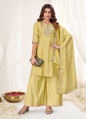 Looking These Beautiful Party Wear Designer Readymade Plazzo Suits.These Top And Dupatta Are Mal Chanderi And Bottom is Fabricated On Viscose Roman Silk.Its Beautified With Designer Multy Thread Embroidery,Hand Work.