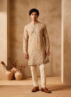 Looking These Party Wear Mans Wear Kutra Payjama in Fine Color. These Kurta Are Silk And Payjama Cotton Fabriced With Designer Embroidery Work .