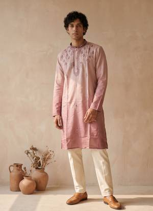 Looking These Party Wear Mans Wear Kutra Payjama in Fine Color. These Kurta Are Silk And Payjama Cotton Fabriced With Designer Embroidery Work .