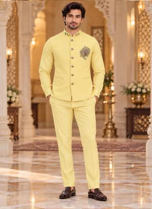 Looking These Party Wear Mans Wear Shirt Pant With Koti wearing this fashionable. This Shirt Pant And Koti Are Viscose Linen Fabriced With Sold With Hand Work Designer.