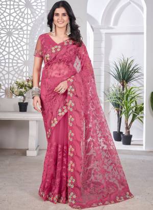 Attactive These Festive Wear Saree in Fine Colored.These Saree And Blouse is Fabricated On Butterfly Net.Its Beautified With Designer Chain Stitched Embroidery With Stone Work.