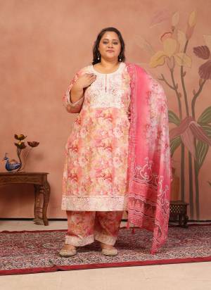 Attrective These Beautiful Looking Readymade Plus Size Top Bottom With Dupatta.These Top And Bottom is Fabricated On Cambric Cotton And Dupatta Are Mal Cotton.Its Beautified With Designer Digital Printed With Embroidery Work.
