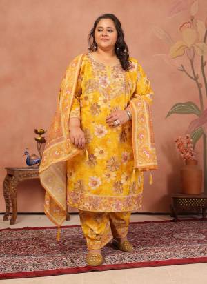 Attrective These Beautiful Looking Readymade Plus Size Top Bottom With Dupatta.These Top And Bottom is Fabricated On Cambric Cotton And Dupatta Are Mal Cotton.Its Beautified With Designer Digital Printed With Embroidery Work.