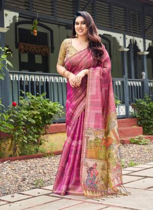 Looking These Festive And Party Wear Saree in Fine Colored.These Saree And Blouse is Fabricated On Tissue Silk.Its Beautified With Designer Kalamkari,Zigzag Lahariya Printed.