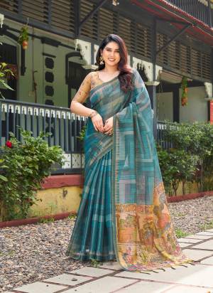 Looking These Festive And Party Wear Saree in Fine Colored.These Saree And Blouse is Fabricated On Tissue Silk.Its Beautified With Designer Kalamkari,Zigzag Lahariya Printed.