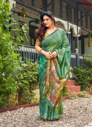 Looking These Festive And Party Wear Saree in Fine Colored.These Saree And Blouse is Fabricated On Tissue Silk.Its Beautified With Designer Kalamkari,Zigzag Lahariya Printed.