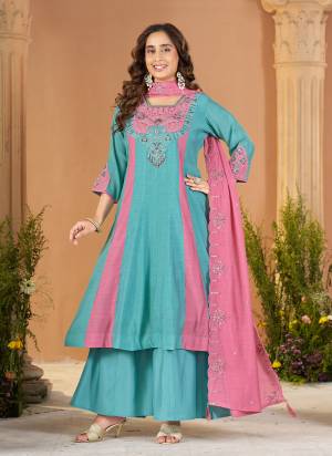 Looking These Beautiful Party Wear Designer Readymade Plazzo Suits.These Top And Dupatta Are Mal Chanderi And Bottom is Fabricated On Viscose Roman Silk.Its Beautified With Designer Multy Thread Embroidery,Hand Work.