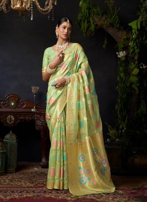 Looking These Fancy Party Wear Saree in Fine Colored.These Saree Are Organza Khadi And Blouse is Organza Khadi Fabricated.Its Beautified With Woven Designer.