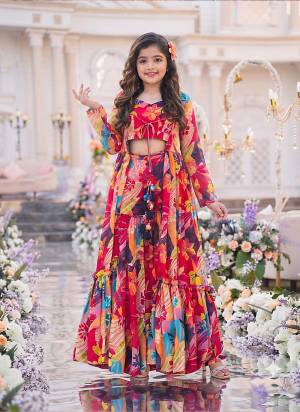 Looking These Beautiful Looking Readymade Indo Western Crop Top,Sharara With Shrug.These Top Are Airtex Chinon And Bottom is Fabricated On Airtex Chinon And Airtex Chinon Shrug.Its Beautified With Designer Digital Printed.