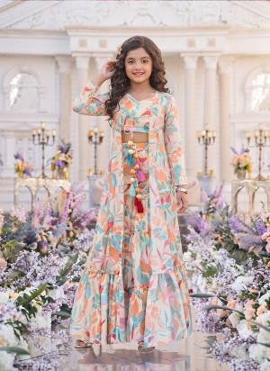 Looking These Beautiful Looking Readymade Indo Western Crop Top,Sharara With Shrug.These Top Are Airtex Chinon And Bottom is Fabricated On Airtex Chinon And Airtex Chinon Shrug.Its Beautified With Designer Digital Printed.