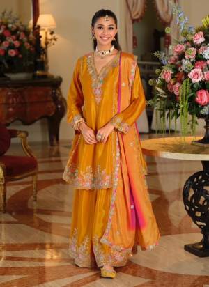 Attractive These Party Wear Free Size Stitched Plazzo Suit in Fine Colored Pair.These Top Bottom And Dupatta Are Chinon And Pair With Crepe Inner.Its Beautified With Heavy Designer Embroidery Work.