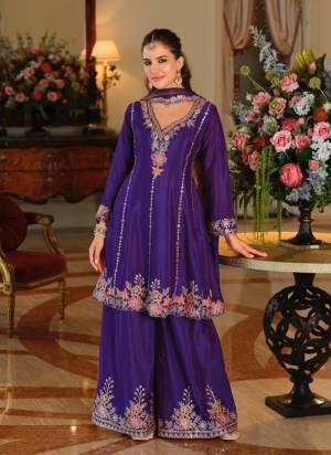 Attractive These Party Wear Free Size Stitched Plazzo Suit in Fine Colored Pair.These Top Bottom And Dupatta Are Chinon And Pair With Crepe Inner.Its Beautified With Heavy Designer Embroidery Work.