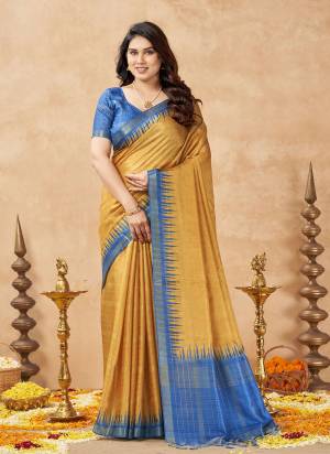 Attactive These Festive Wear Saree in Fine Colored.These Saree And Blouse is Fabricated On Tussar Silk.Its Beautified With Weaving Jari Chex Designer With Temple Printed.