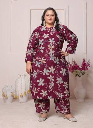 Attrective These Beautiful Looking Readymade Plus Size Co Ord Kurti With Bottom.These Kurti And Bottom is Fabricated On Viscose Chanderi.Its Beautified With Designer Printed.