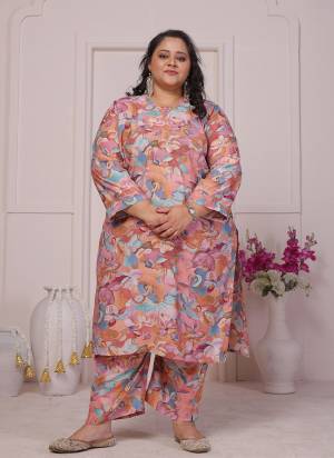 Attrective These Beautiful Looking Readymade Plus Size Co Ord Kurti With Bottom.These Kurti And Bottom is Fabricated On Viscose Chanderi.Its Beautified With Designer Printed.