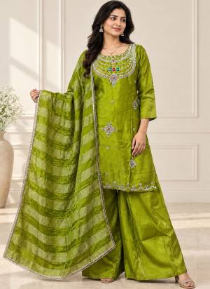Looking These Beautiful Party Wear Designer Readymade Plazzo Suits.These Top And Bottom Are Glass Silk And Dupatta is Fabricated On Viscose Silk.Its Beautified With Designer Beads Embroidery,Stone Work.