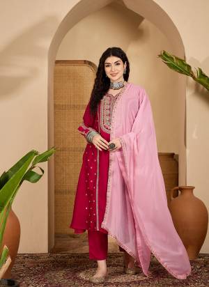 Looking These Suit in Fine Colored Pair With Bottom And Dupatta.These Top Are Vichitra Silk And Bottom Are Fabricated On Vichitra Silk Pair With Chiffon Dupatta.Its Beautified With Heavy Designer Embroidery Work.