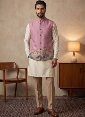 Looking These Party Wear Mans Wear Modi Jacket wearing this fashionable. This Jacket Are Linen Fabriced With Designer Digital Printed With Hand Work.