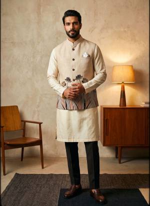 Looking These Party Wear Mans Wear Modi Jacket wearing this fashionable. This Jacket Are Linen Fabriced With Designer Digital Printed With Hand Work.