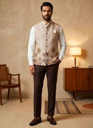Looking These Party Wear Mans Wear Modi Jacket wearing this fashionable. This Jacket Are Linen Fabriced With Designer Digital Printed With Hand Work.