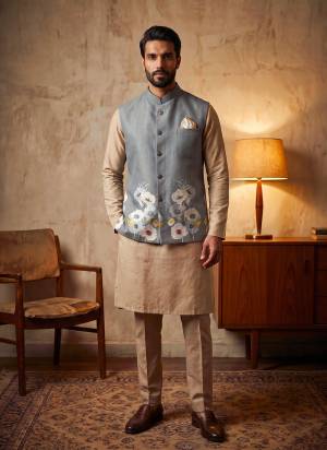 Looking These Party Wear Mans Wear Modi Jacket wearing this fashionable. This Jacket Are Linen Fabriced With Designer Digital Printed With Hand Work.