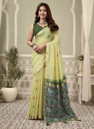 Looking These Fancy Party Wear Saree in Fine Colored.These Saree Are Cotton Silk And Blouse is Cotton Silk Fabricated.Its Beautified With Woven Jacquard Designer.