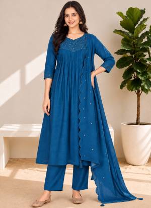 Looking These Beautiful Looking Readymade Suits.These Top And Bottom Are Mul Chanderi And Dupatta Are Mul Chanderi Fabricated.Its Beautified With Disigner Embroidery Work.