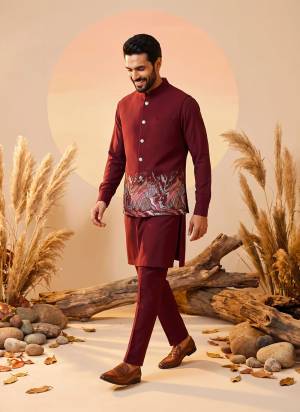 Attractive These Party Wear Mans Wear Kutra Payjama With Koti in Fine Color. These Kurta Are Soft Silk And Payjama Soft Silk Fabriced Soft Silk Koti With Designer Embroidery Work .