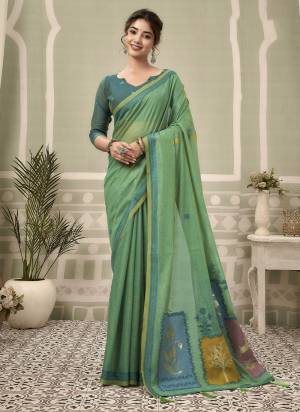 Looking These Fancy Party Wear Saree in Fine Colored.These Saree Are Cotton And Blouse is Cotton Fabricated.Its Beautified With Woven Designer.