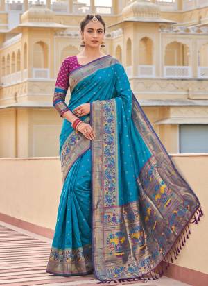 Looking These Fastive And Party Wear Saree in Fine Colored.These Saree And Blouse is Fabricated On Silk.Its Beautified With Weaving Jacquard Designer.