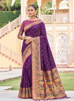 Looking These Fastive And Party Wear Saree in Fine Colored.These Saree And Blouse is Fabricated On Silk.Its Beautified With Weaving Jacquard Designer.