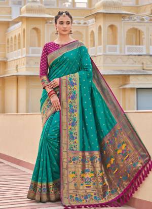 Looking These Fastive And Party Wear Saree in Fine Colored.These Saree And Blouse is Fabricated On Silk.Its Beautified With Weaving Jacquard Designer.