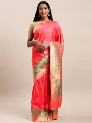 Adorn The Pretty Angelic Look Wearing This Heavy Designer Saree In Fine Color Paired With Contrasting Colored Blouse. This Saree Is Fabricated On Jacquard Silk Paired With Jacquard Silk Fabricated Blouse. Its Pretty Color Pallete Will Give An Attractive Look To Your Personality. 