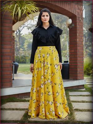 Grab This Readymade Top & Skirt In Fine Color Fabricated On Top Cotton & Skirt Crepe Silk Beautified With Prints Are Fancy Look. It Is Light In Weight And Easy To Carry All Day Long. 