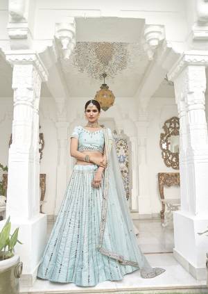 Heavy Designer Lehenga Choli In Fancy Color Fabricated On Heavy Silk Beautified With Heavy Attractive Embroidery And Real Mirror Work & Net Dupatta.Wedding Dress. 