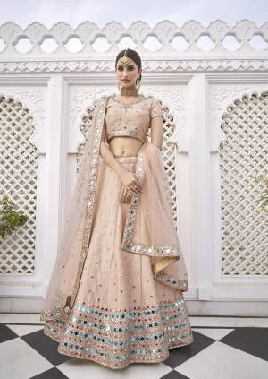 Heavy Designer Lehenga Choli In Fancy Color Fabricated On Heavy Silk Beautified With Heavy Attractive Embroidery And Real Mirror Work & Net Dupatta.Wedding Dress. 