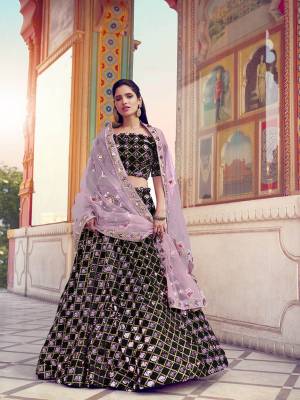 Heavy Designer Lehenga Choli In Black Color Fabricated On Fur Imported Fabric Beautified With Heavy Attractive Sequance Embroidery & Soft Net Dupatta. 