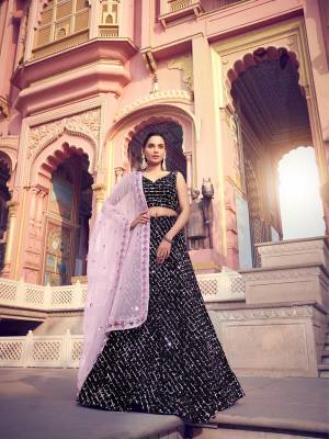 Heavy Designer Lehenga Choli In Black Color Fabricated On Fur Imported Fabric Beautified With Heavy Attractive Sequance Embroidery & Soft Net Dupatta. 