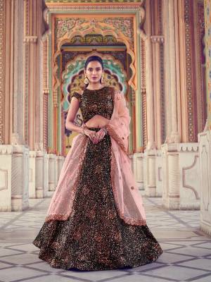 Heavy Designer Lehenga Choli In Black Color Fabricated On Fur Imported Fabric Beautified With Heavy Attractive Sequance Embroidery & Soft Net Dupatta. 