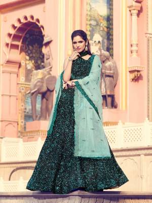 Heavy Designer Lehenga Choli In Black Color Fabricated On Fur Imported Fabric Beautified With Heavy Attractive Sequance Embroidery & Soft Net Dupatta. 