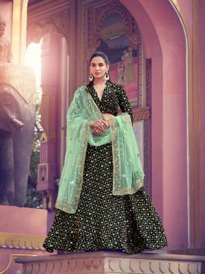 Heavy Designer Lehenga Choli In Black Color Fabricated On Fur Imported Fabric Beautified With Heavy Attractive Sequance Embroidery & Soft Net Dupatta. 