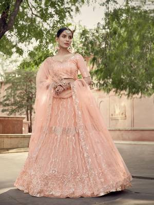 Heavy Designer Lehenga Choli & Dupatta In Light Color Fabricated On Soft Net Beautified With Heavy Attractive Sequance Embroidery. For Partywear Lehenga Dress.