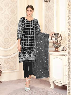 Grab This Simple And Elegant Yet Heavy Designer Straight Suit In Dark Color. Its Heavy Embroidered Top Is Fabricated On Butterfly Net Paired With Santoon Bottom & Inner And Net Fabricated Dupatta. All Its Fabrics Ensures Superb Comfort All Day Long. Buy Now. 