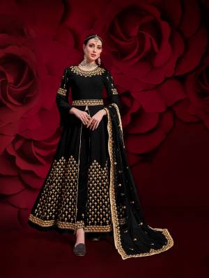 Enhance Your Personality Wearing This Designer Dress In Dark Color With Front & Back Pattern And Straight Pants. Its Heavy Embroidered Top Is Fabricated On Georgette Paired With Santoon Bottom And Net Fabricated Dupatta. All Its Fabrics Are Light Weight , Durable And Esnures Superb Comfort Throughout The Gala. Buy Now. Less

