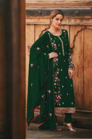 Celebrate This Festive Season With Beauty And Comfort In This Designer Straight Suit In All Over Dark Color. Its Embroidered Top And Dupatta Are Fabricated On Faux Georgette & Chinon Paired With Santoon Fabricated Bottom. Get This Semi-Stitched Suit Now. 